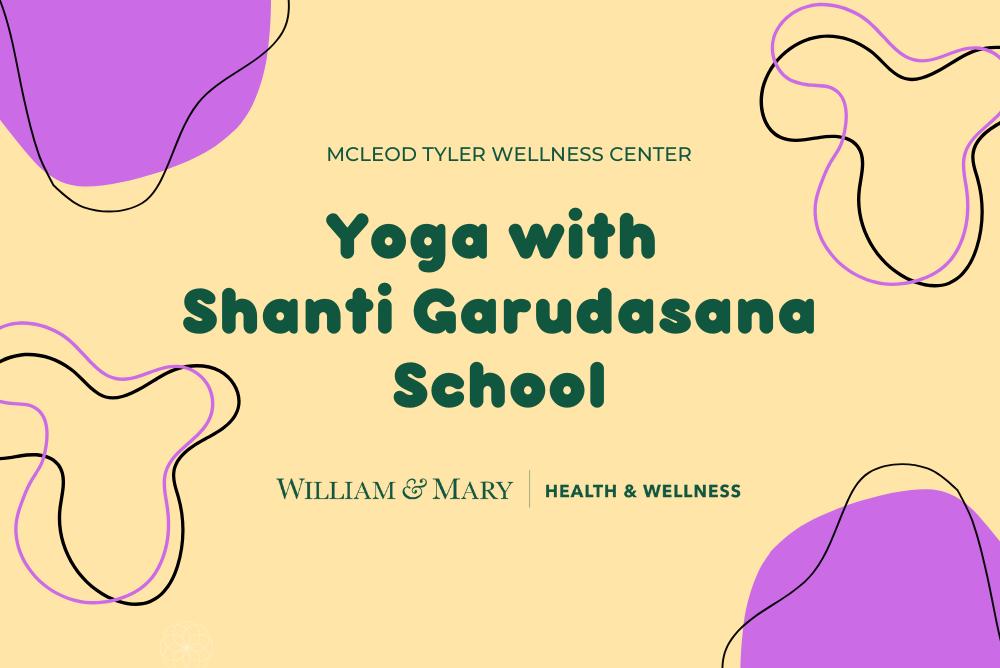 Text that says Yoga with Shanti Garudasana School