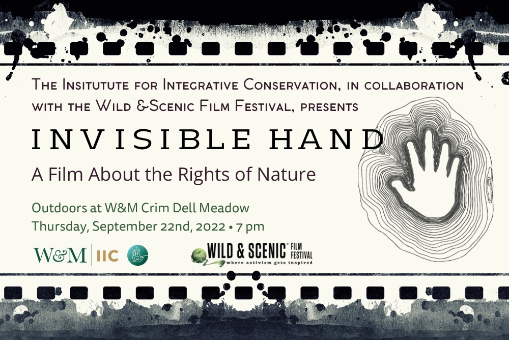 Invisible Hand Event flyer, with event details and an illustration of a hand