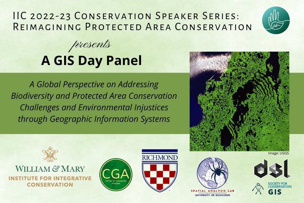 GIS Day panel flyer with title, GIS image and logos