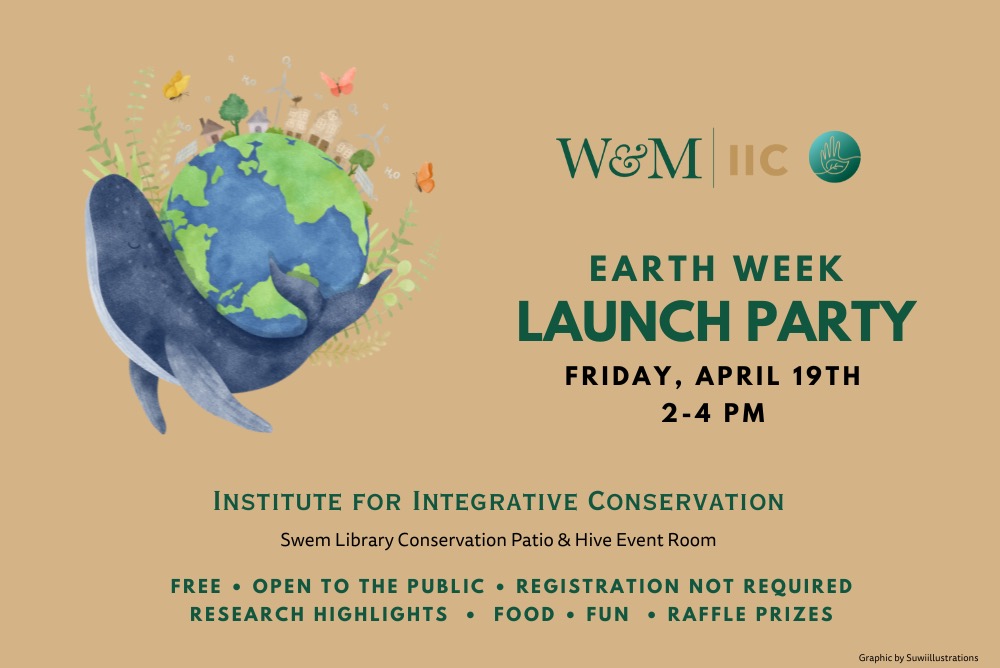 flyer for earth week launch party, featuring an illustration of a the earth with wildlife