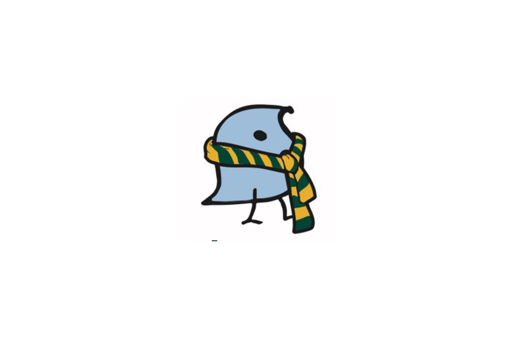 A Wug wearing a William & Mary colored scarf
