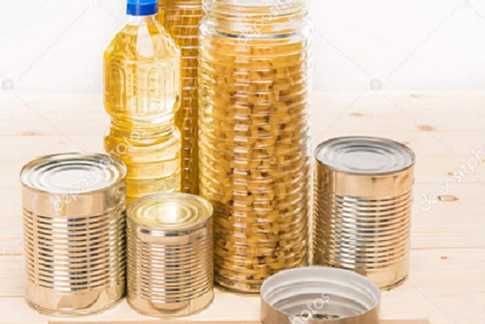 Selection of canned foods and other nonperishable foods
