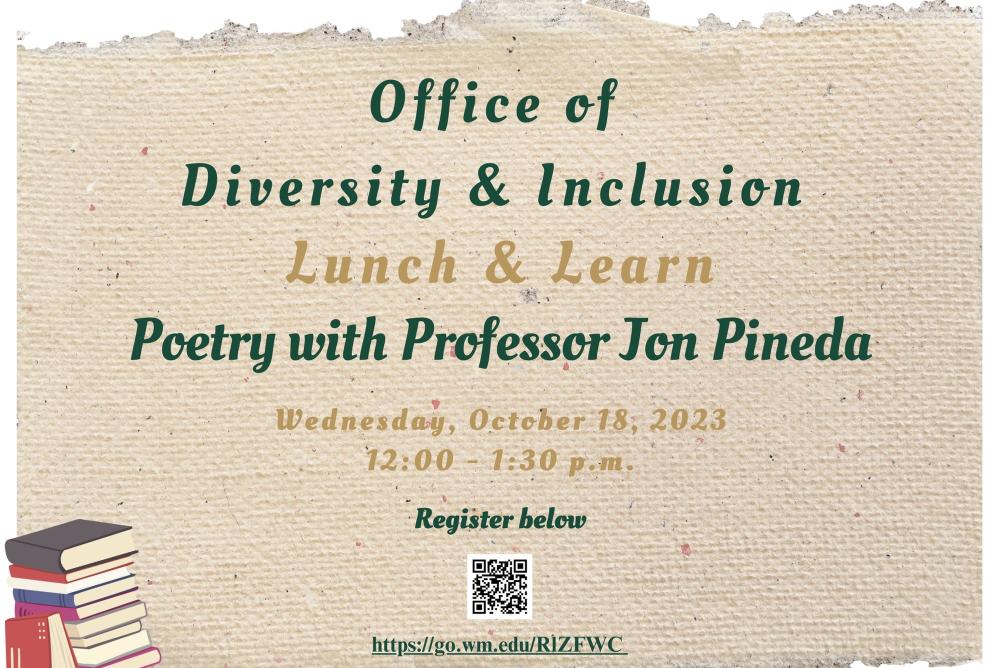 Lunch and Learn - Poetry with Professor Jon Pineda