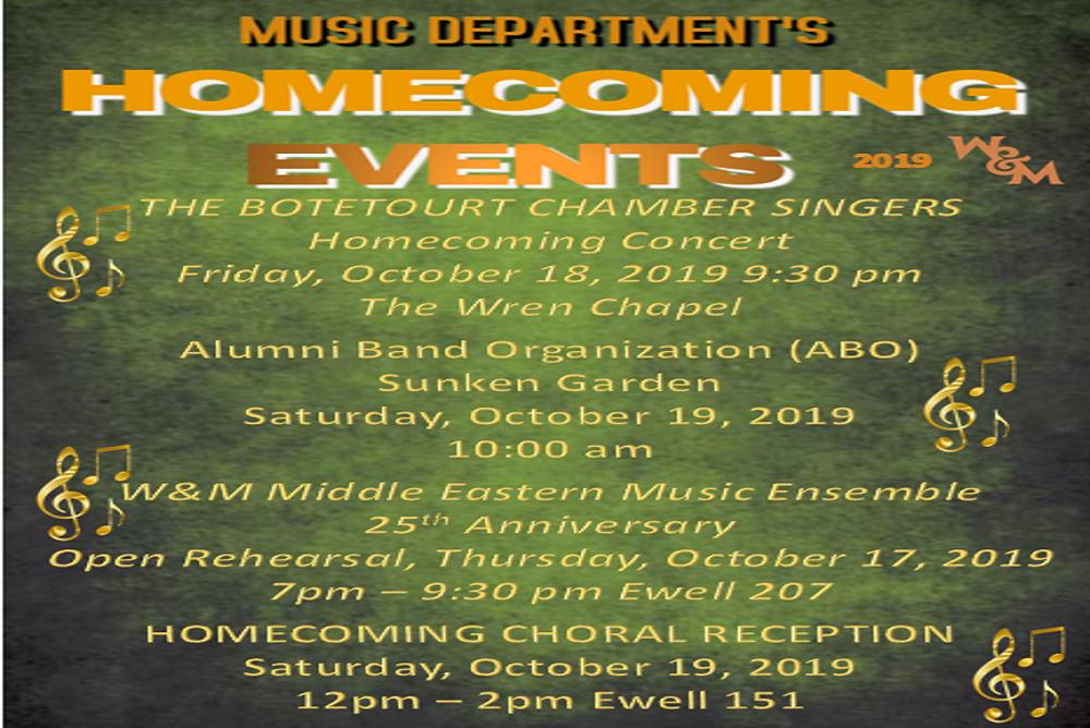 Music Department's Homecoming 2019 Events