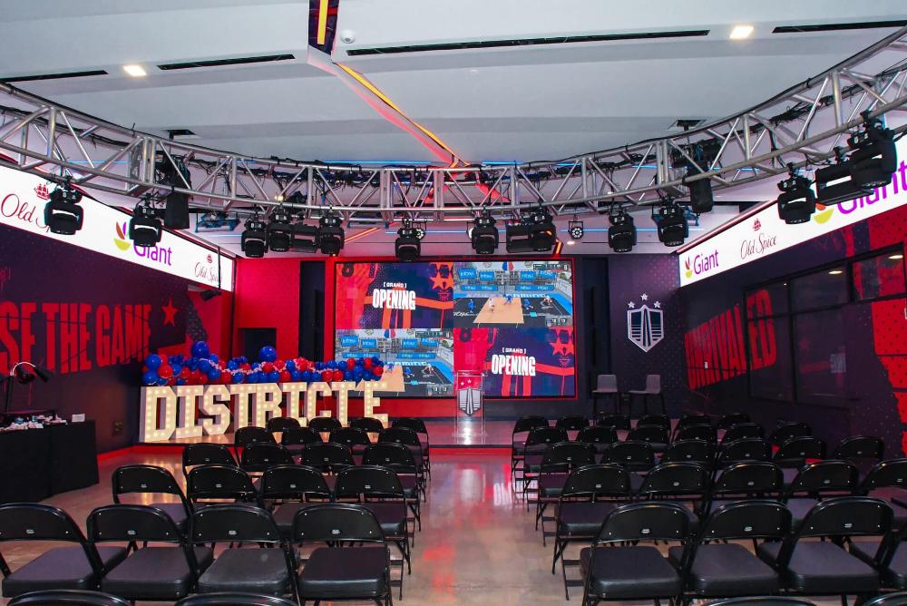 The interior of the esports arena at District E