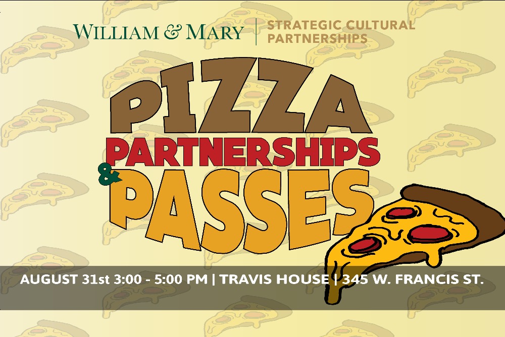 Logo advertising Pizza, Partnerships, and Passes event by WM SCP