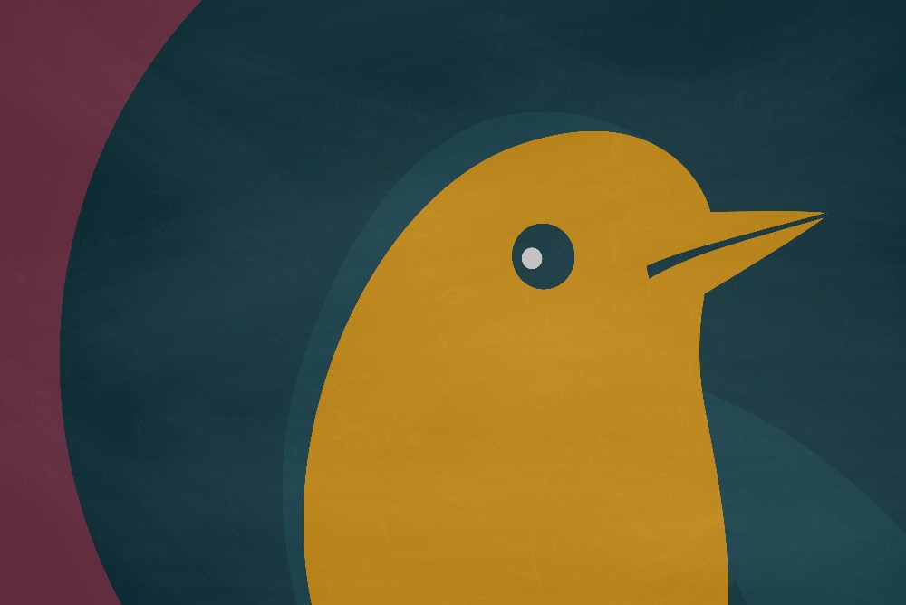 slate seminar logo of a yellow bird on a red background