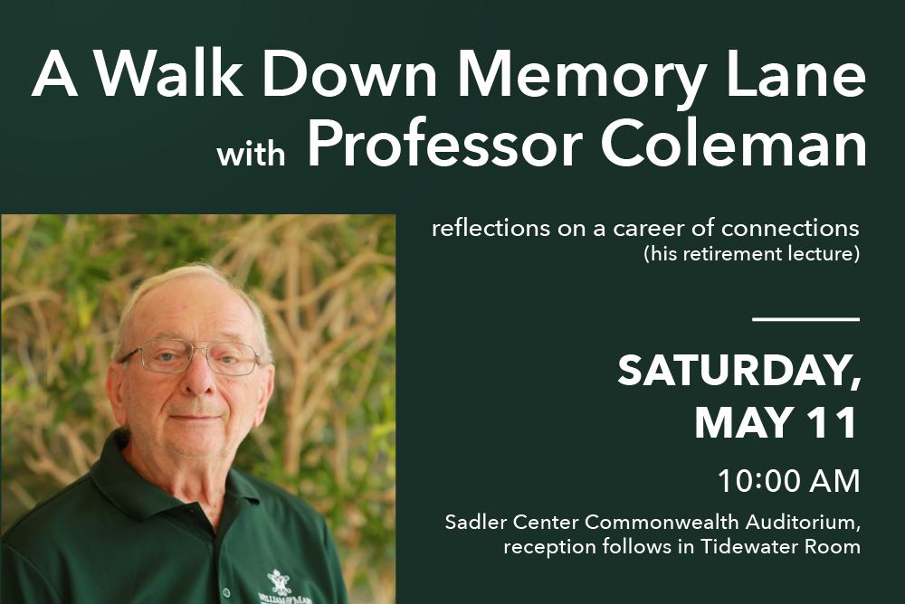 image of Randy Coleman and text detailing lecture title and location