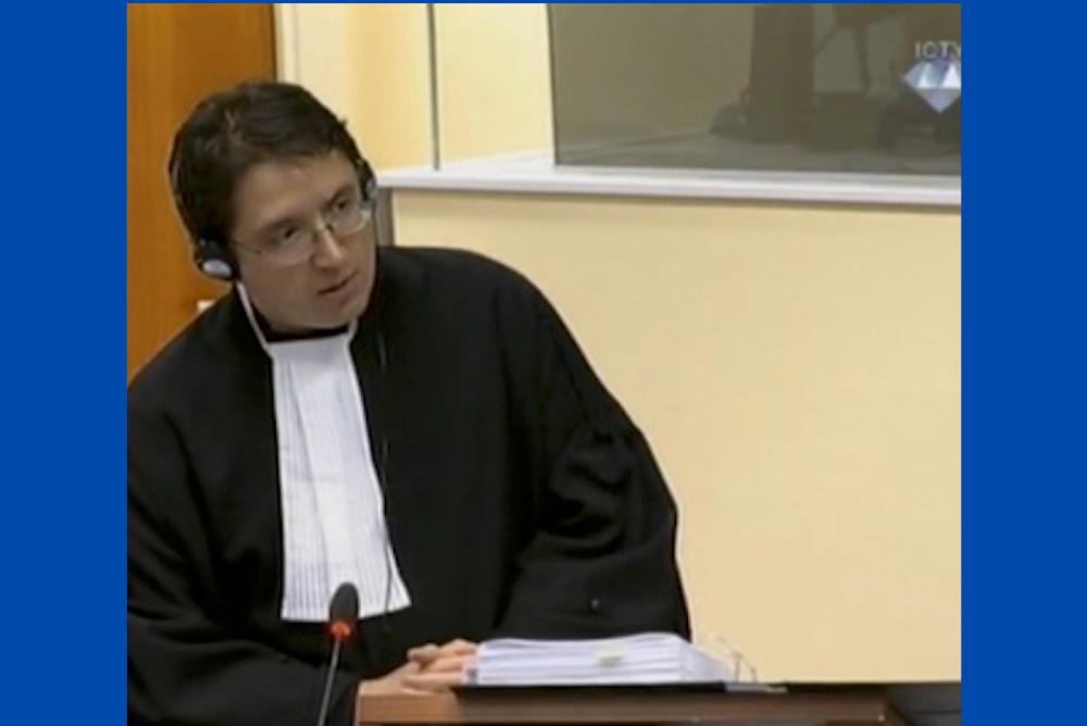 Mr. Traldi arguing as an international criminal prosecutor