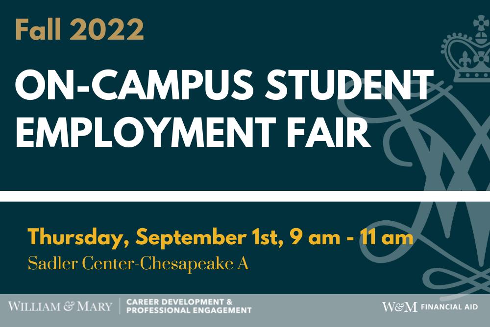 On-campus student employer fair hosted by the Offices of Career Development & Professional Engagement and Financial Aid Office