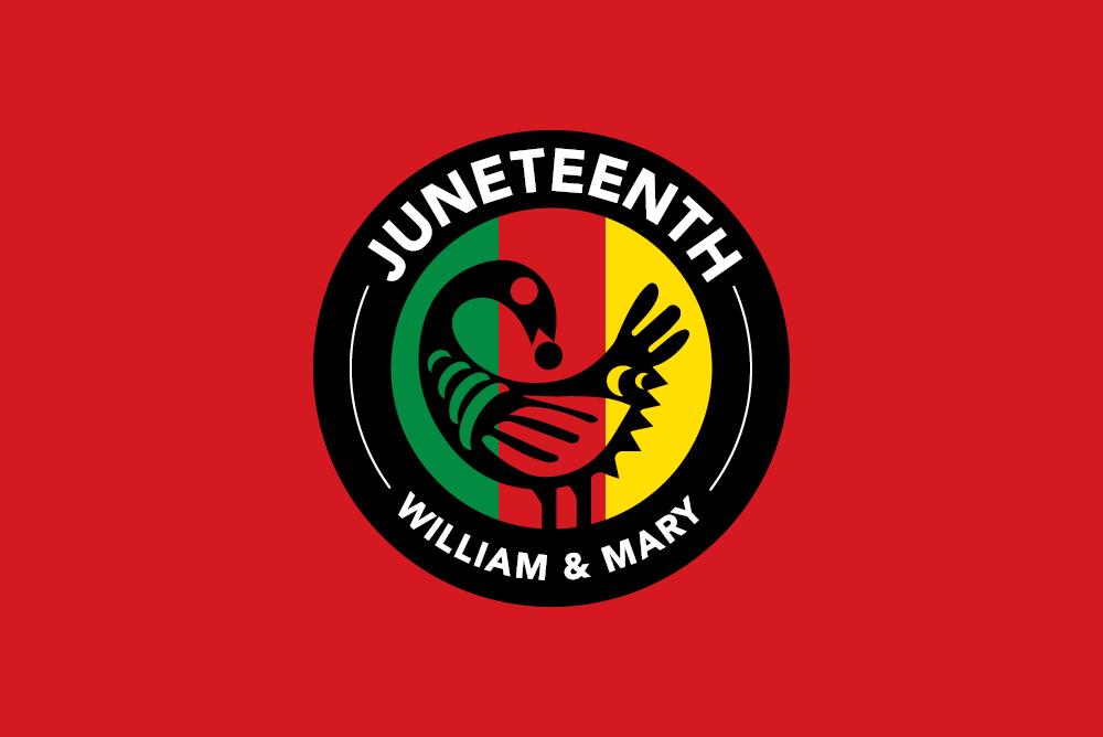 A logo that shows a bird and says Juneteenth William & Mary