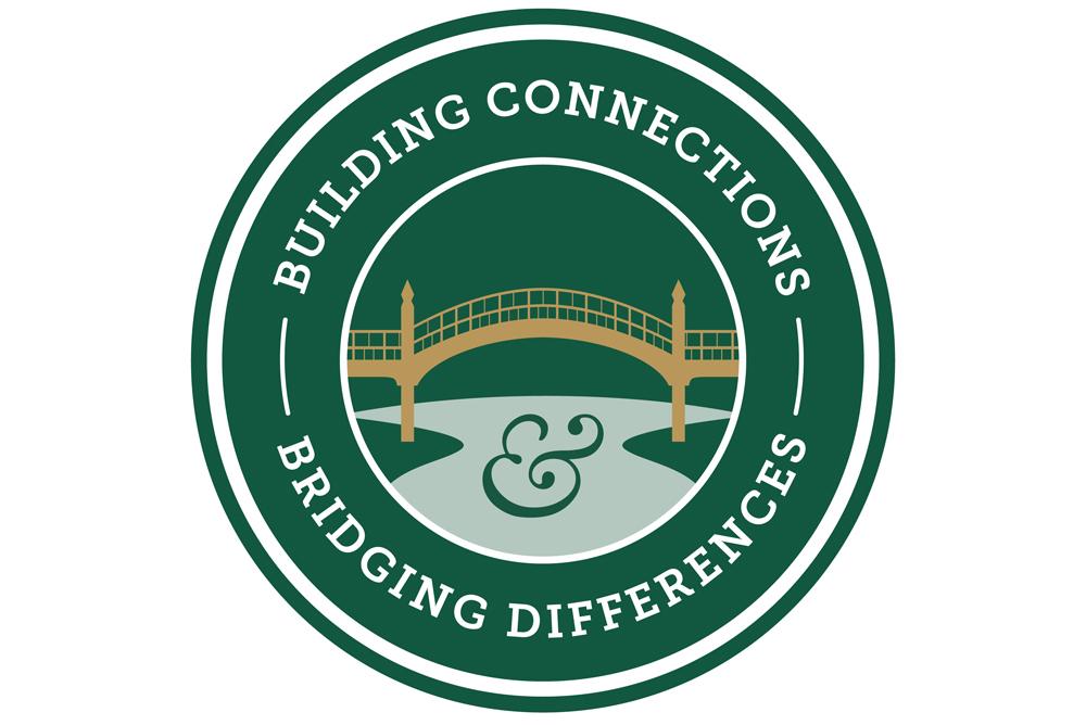 A logo that shows a bridge and says Building Connections & Bridging Differences
