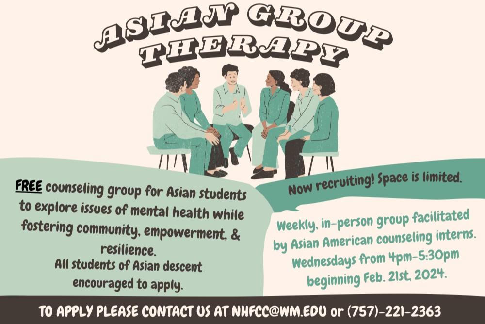 Flier for Asian Group Therapy.