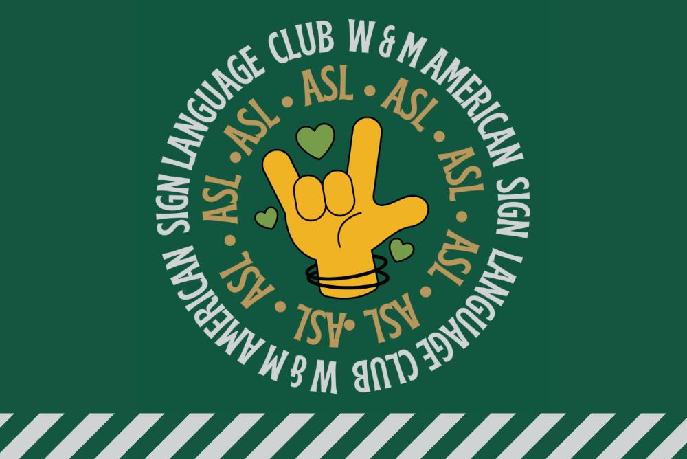 ASL Logo: Gold I-Love-You handsign on green background