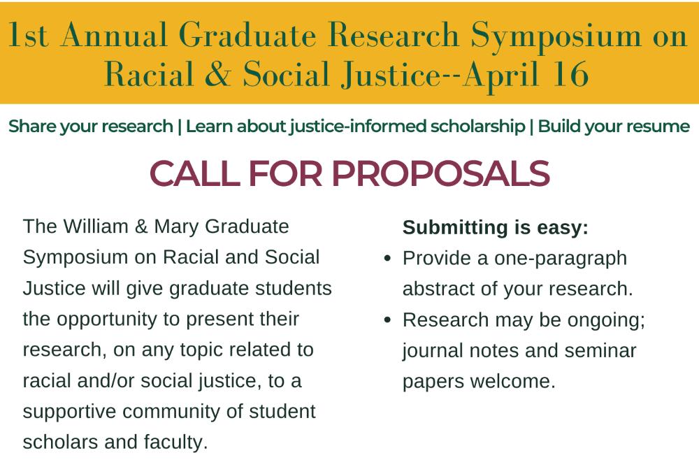 Call for proposals for the first annual graduate research symposium