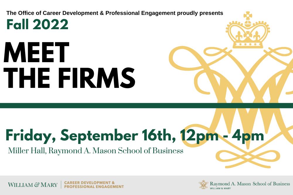 Office of Career Development and Professional Engagement Fall 2022 Meet the Firms Panel