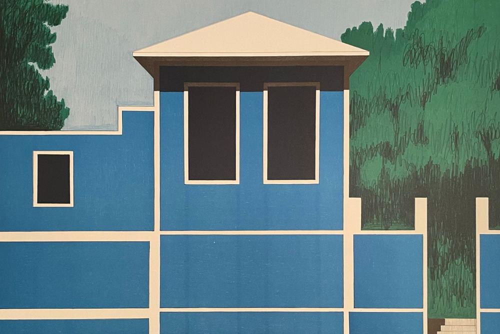 EMILIO SÁNCHEZ | La Casita Azul, circa 1983 | Lithograph | Cuban/American, 1921 - 1999 | © Emilio Sánchez Foundation | Acquired with funds from the Board of Visitors Muscarelle Museum of Art Endowment