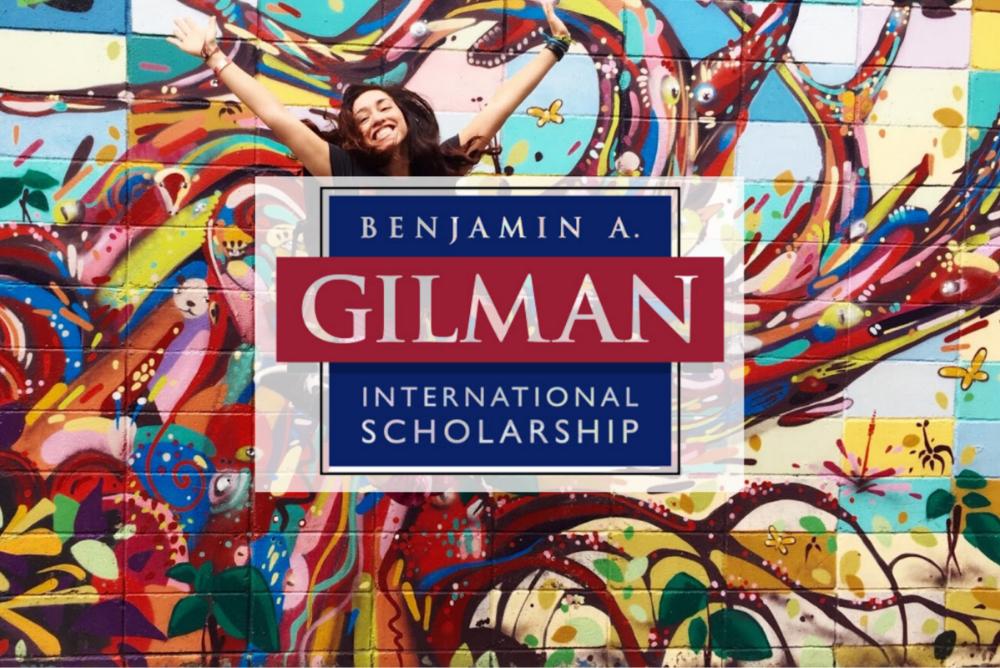 Gilman scholarship logo and photo