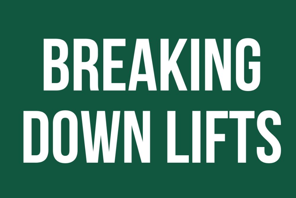 Green background with breaking down lifts written in white text