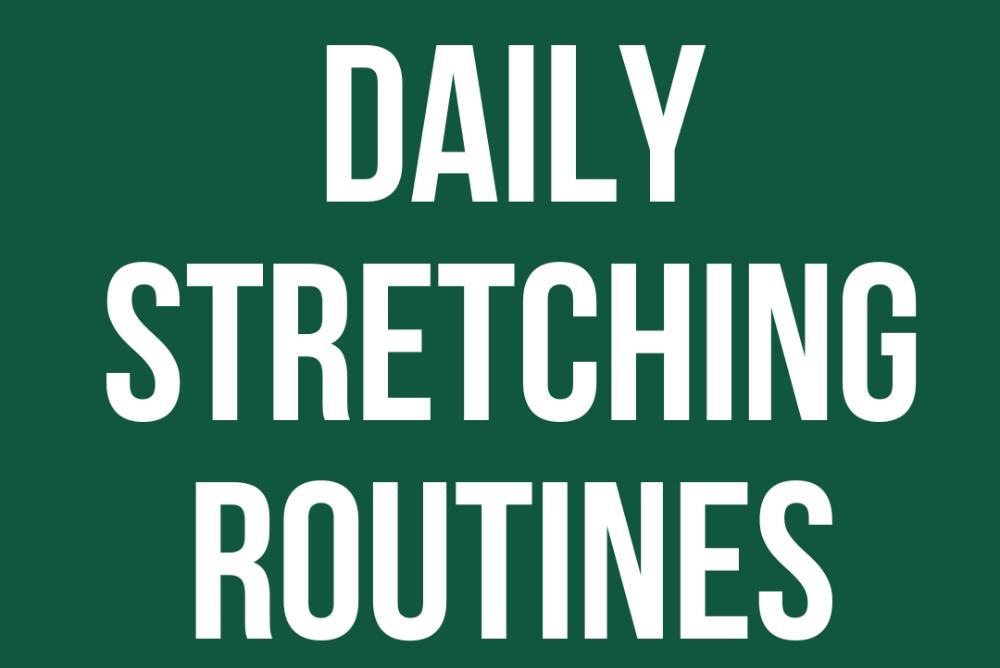 Green background with daily stretching routines written in white text