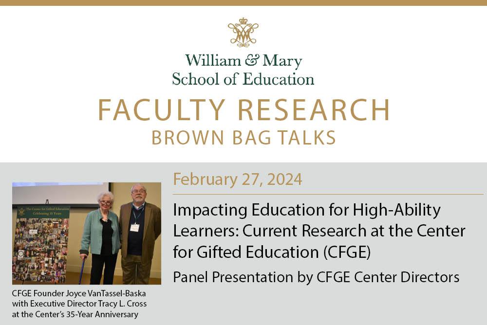 Faculty Research Brown Bag Center for Gifted Education February 27