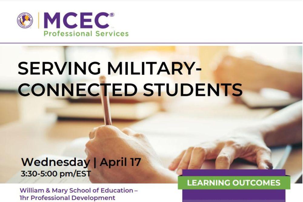 Servicing Military-Connected Students Professional Development Flyer