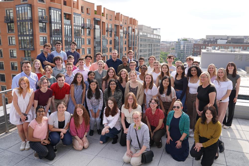 DCSI Cohort Students gather for a photo on the roof of the W&M Washington Center.
