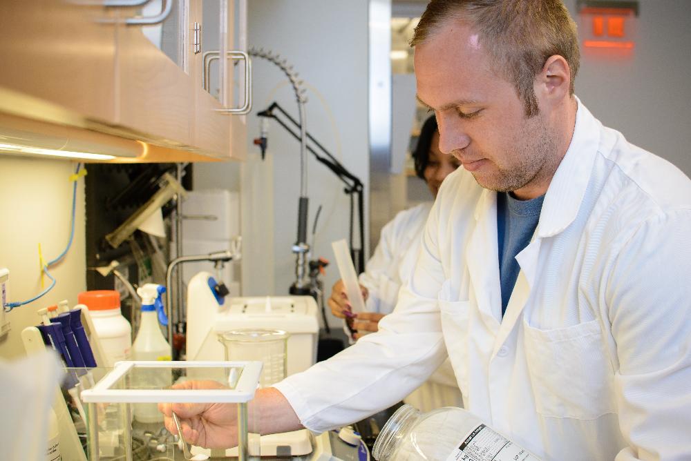 Nikolas Vann conducting an experiment in the Neuroscience Lab.