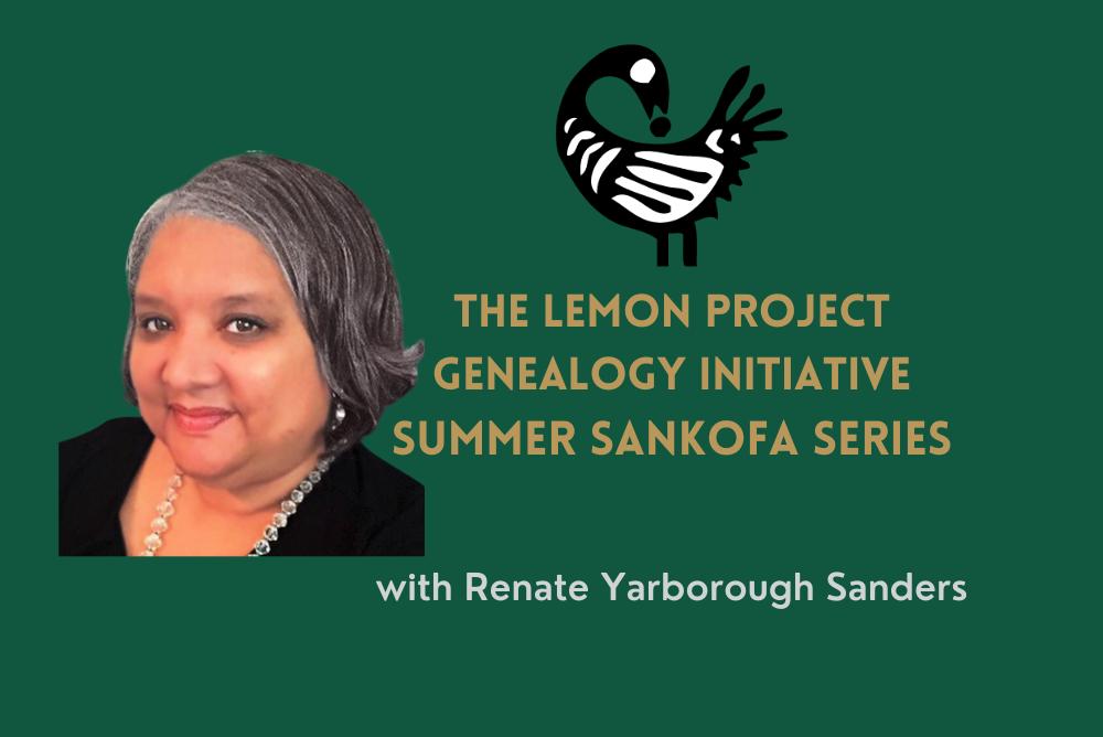 summer sankofa series workshop flyer with image of sankofa bird and renate sanders portrait