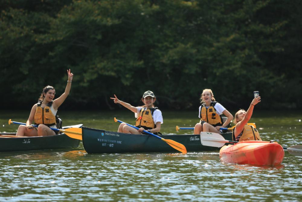 boat, kayak, lake, students