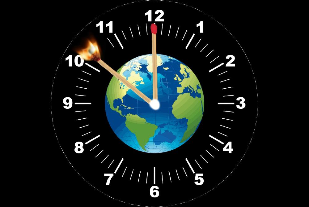 Globe as the center of a clock and matches as the minute and hour signs.