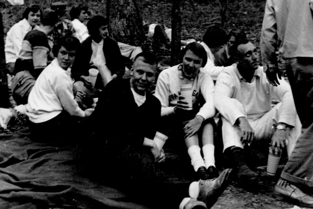Archival photo of students at Lake Matoaka